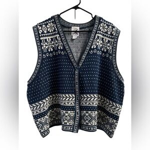 Vintage blue and white button down sweater vest